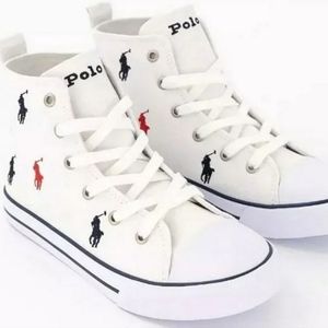 White Polo Ralph Lauren Hamptyn Hi canvas Sneakers Size Toddler Size 9